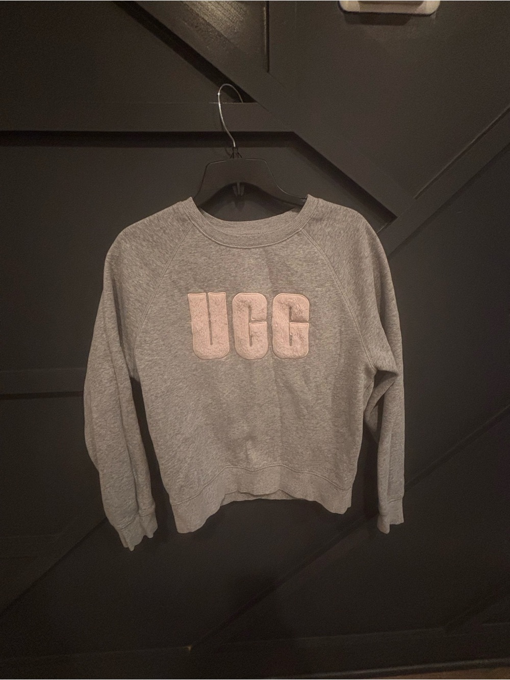 UGG Women's Gray Crewneck with Pale Pink Logo